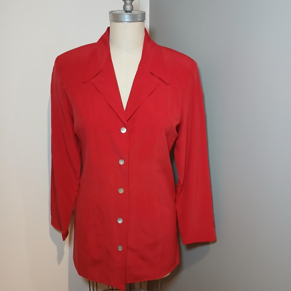 Vintage RUSS Red Silk Shacket Size 8